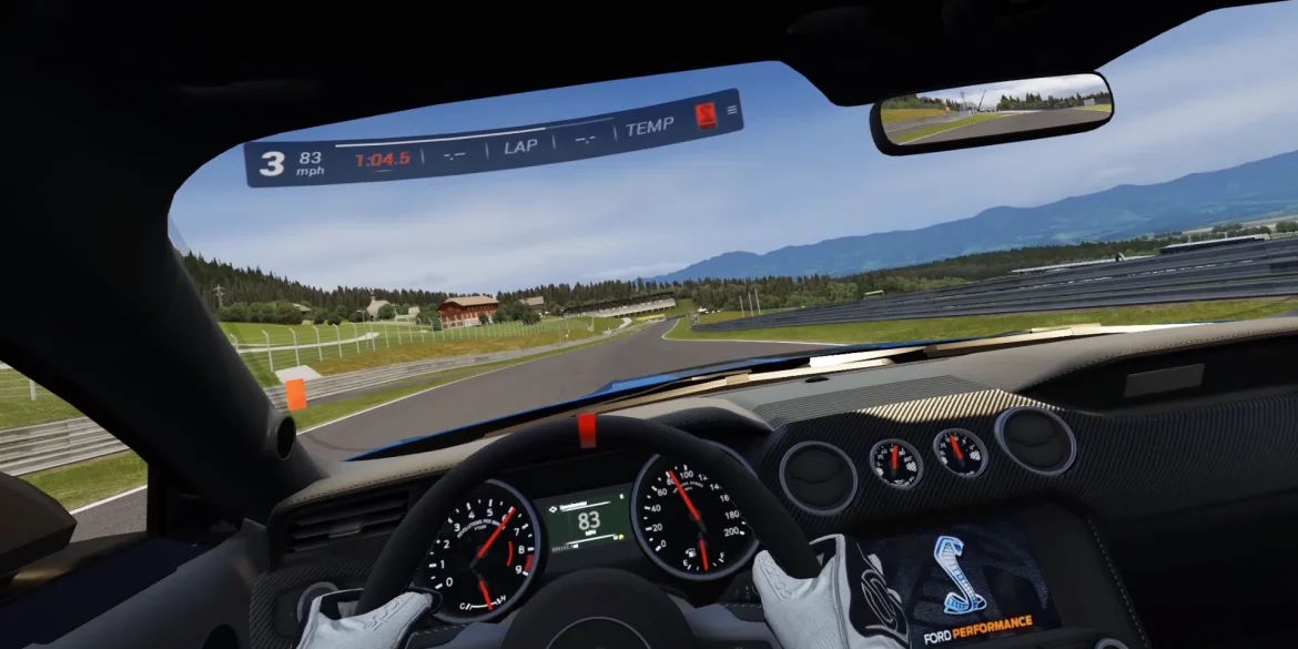 The Author driving a Shelby Cobra in Assetto Corsa in VR