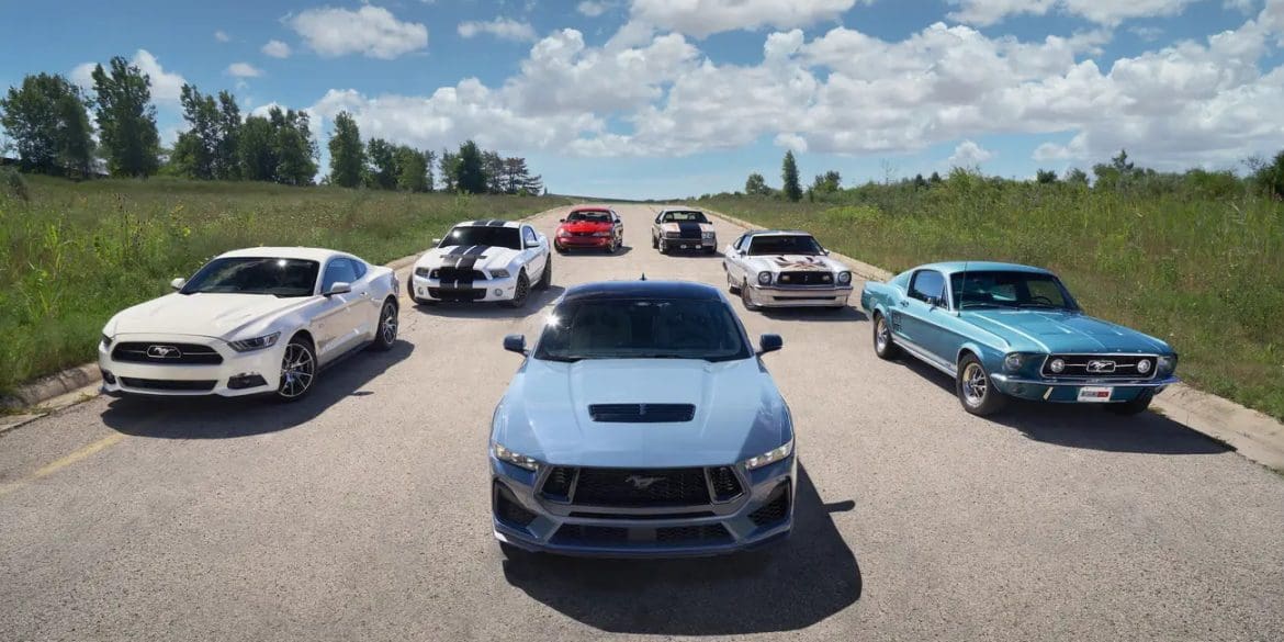 Image showing all seven Ford Mustang Generations