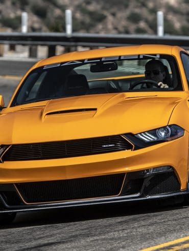 Three-auarter side view of a 2019 Saleen Mustang S302 Black Label