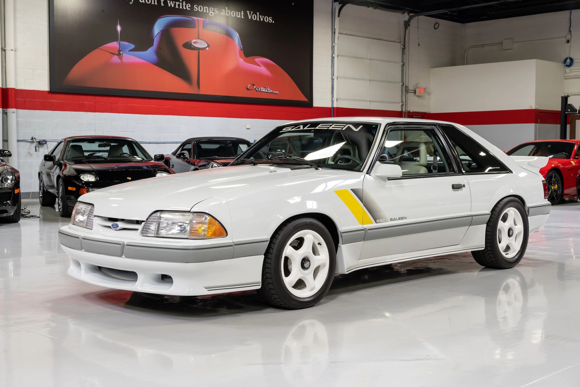 Three-quarter side view of a 1989 Saleen Mustang SSC